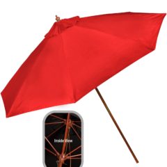 Wooden Patio Market Umbrella – 9 Feet - red