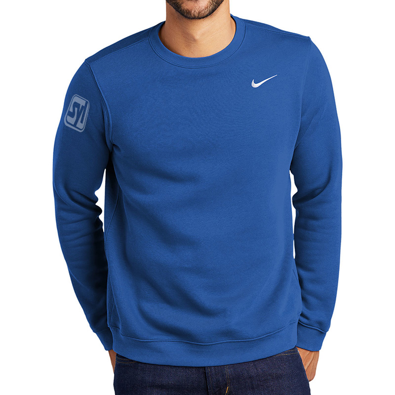 nike repeat pack polyknit logo taping crew neck sweat in khaki