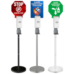 Touchless Hand Sanitizer Dispenser with Billboard Sign and Stand - sanitizerdispenserstandcolors