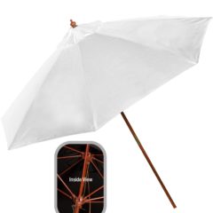 Wooden Patio Market Umbrella – 9 Feet - white