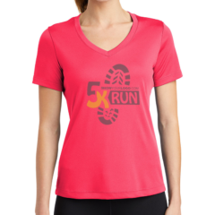 Sport-Tek® Ladies PosiCharge® Competitor™ V-Neck Tee - 6028-HotCoral-1-LST353HotCoralModelFront2-1200W