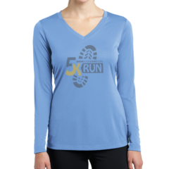 Sport-Tek® Ladies’ Long Sleeve PosiCharge® Competitor™ V-Neck Tee - 6029-CarolinaBlue-1-LST353LSCarolinaBlueModelFront-1200W