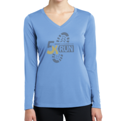 Sport-Tek® Ladies Long Sleeve PosiCharge® Competitor™ V-Neck Tee - 6029-CarolinaBlue-1-LST353LSCarolinaBlueModelFront-1200W