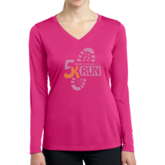 Sport-Tek® Ladies Long Sleeve PosiCharge® Competitor™ V-Neck Tee - 6029-PinkRaspberry-1-LST353LSPinkRaspberryModelFront-1200W