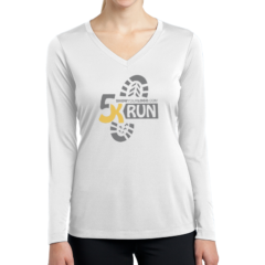 Sport-Tek® Ladies Long Sleeve PosiCharge® Competitor™ V-Neck Tee - 6029-White-1-LST353LSWhiteModelFront-1200W