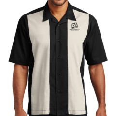 Port Authority® Retro Camp Shirt - 1764-BlackLtStone-1-S300BlackLtStoneModelFront-1200W