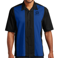 Port Authority® Retro Camp Shirt - 1764-BlackRoyal-1-S300BlackRoyalModelFront-1200W