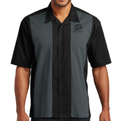 Port Authority® Retro Camp Shirt - 1764-BlackStlGrey-1-S300BlackStlGreyModelFront-1200W