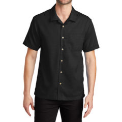 Port Authority® Textured Camp Shirt - 7269-Black-1-S662BlackModelFront1-1200W