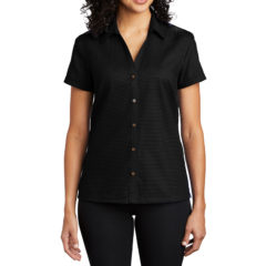 Port Authority® Ladies Textured Camp Shirt - 7270-Black-1-L662BlackModelFront1-1200W