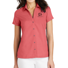 Port Authority® Ladies Textured Camp Shirt - 7270-DeepCoral-1-L662DeepCoralModelFront-1200W