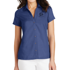 Port Authority® Ladies Textured Camp Shirt - 7270-Royal-1-L662RoyalModelFront-1200W