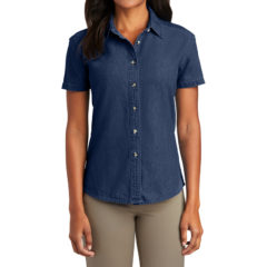 Port & Company® Ladies Short Sleeve Value Denim Shirt - 752-Ink-1-LSP11InkModelFront1-1200W