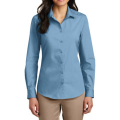 Port Authority® Ladies Long Sleeve Carefree Poplin Shirt - 8355-CarolinaBlue-1-LW100CarolinaBlueModelFront-1200W