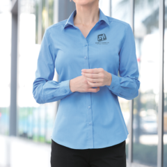 Port Authority® Ladies Long Sleeve Carefree Poplin Shirt - 8355-CarolinaBlue-7-LW100CarolinaBlueLifeStyle-1200W