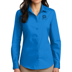 Port Authority® Ladies Long Sleeve Carefree Poplin Shirt - 8355-CoastalBlue-1-LW100CoastalBlueModelFront-1200W