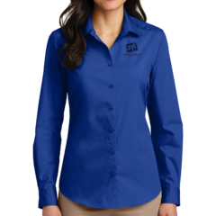 Port Authority® Ladies Long Sleeve Carefree Poplin Shirt - 8355-TrueRoyal-1-LW100TrueRoyalModelFront-1200W