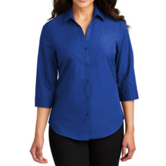 Port Authority® Ladies 3/4-Sleeve Carefree Poplin Shirt - 8360-TrueRoyal-1-LW102TrueRoyalModelFront3-1200W
