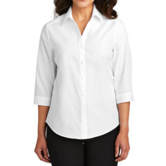 Port Authority® Ladies 3/4-Sleeve Carefree Poplin Shirt - 8360-White-1-LW102WhiteModelFront3-1200W
