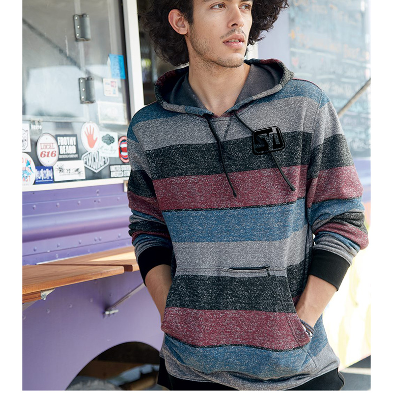 Burnside Printed Stripes Fleece Sweatshirt - 3323_fl