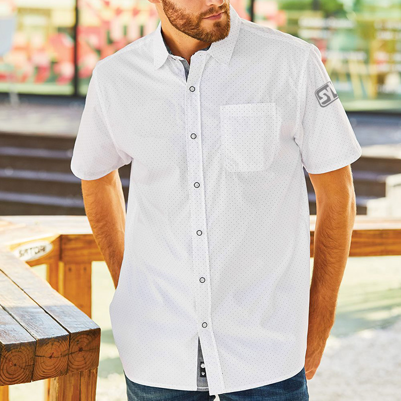 Burnside Peached Printed Poplin Short Sleeve Shirt - 6871_fl