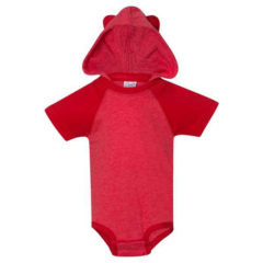 Rabbit Skins Fine Jersey Infant Short Sleeve Raglan Bodysuit with Hood & Ears - 72532_f_fm