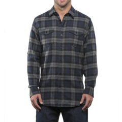 Burnside Yarn-Dyed Long Sleeve Flannel Shirt - Navy