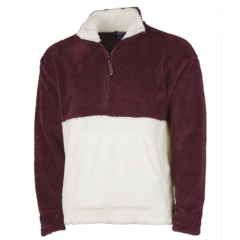 Unisex Oxford Quarter Zip Fleece Pullover - maroon