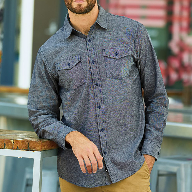 Burnside Chambray Long Sleeve Shirt - modeldude