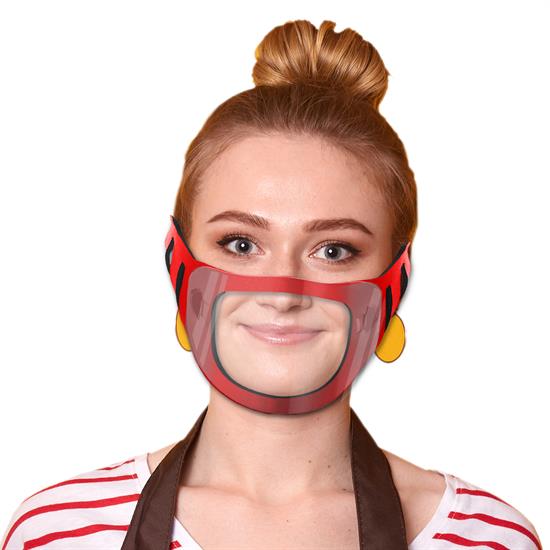 Face Mask with Clear Window - red