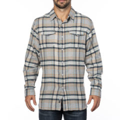 Burnside Yarn-Dyed Long Sleeve Flannel Shirt - stone