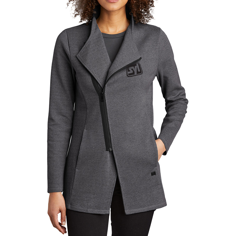 OGIO® Ladies Transition Full Zip Jacket - 10500-BlacktopHthr-1-LOG821BlacktopHthrModelFront-1200W