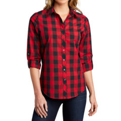 Port Authority® Ladies Everyday Plaid Shirt - 10569-RichRed-1-LW670RichRedModelFront1-1200W