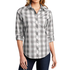 Port Authority® Ladies Everyday Plaid Shirt - 10569-ShadowGrey-1-LW670ShadowGreyModelFront2