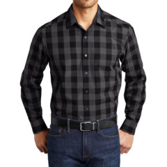 Port Authority® Everyday Plaid Shirt - 10570-Black-1-W670BlackModelFront-1200W
