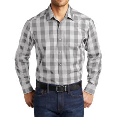 Port Authority® Everyday Plaid Shirt - 10570-ShadowGrey-1-W670ShadowGreyModelFront1