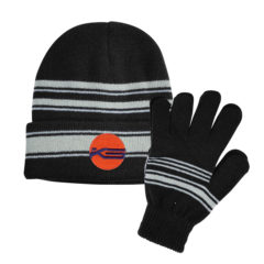 Cuff Beanie and Gloves Set - 1143_BLK_Embroidery