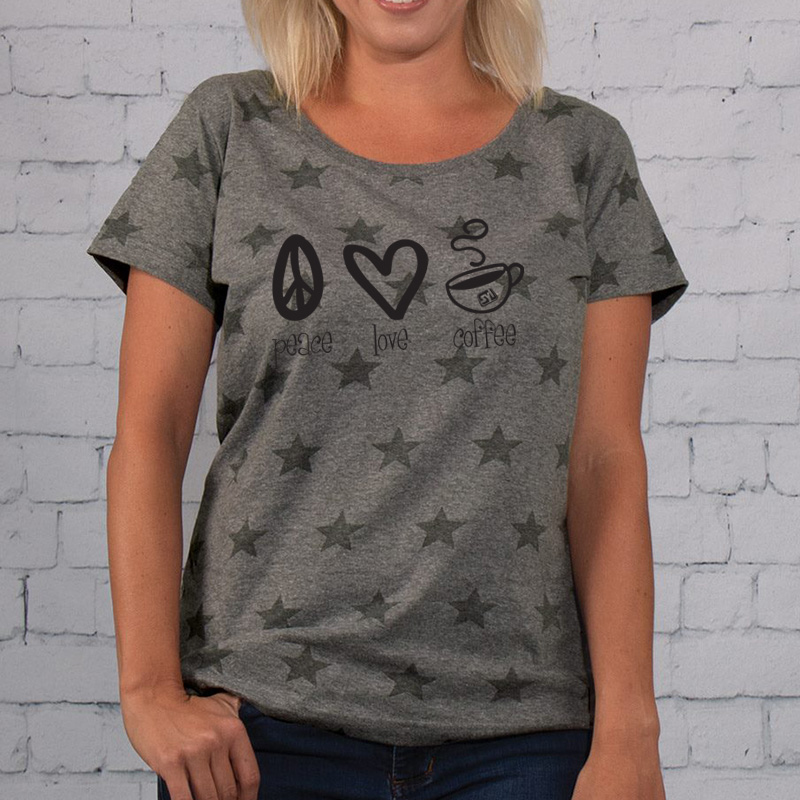 Code Five Women’s Star Print Scoop Neck T-Shirt - 9080_fl