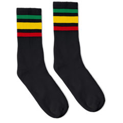SOCCO Striped Crew Socks - BlackRasta2