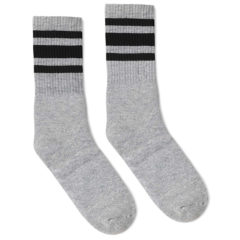SOCCO Striped Crew Socks - GreyBlack