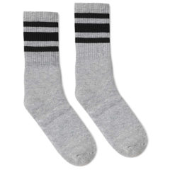Striped Crew Socks - GreyBlack