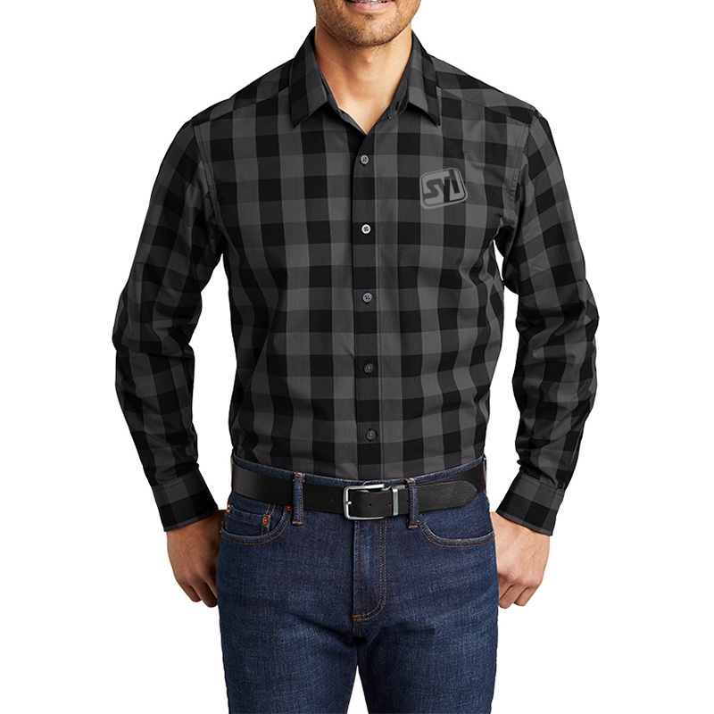 Port Authority® Everyday Plaid Shirt - W670_black_model_front