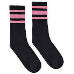 Striped Crew Socks - blackPink