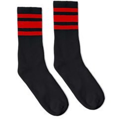 Striped Crew Socks - blackred