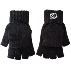 Fingerless Gloves with Flap - fingerlessflapcharcoal