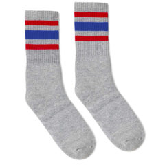 Striped Crew Socks - greyredblue