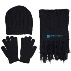 Eco-Friendly Recycled Knitted Winter Set - knittedwintersetblack