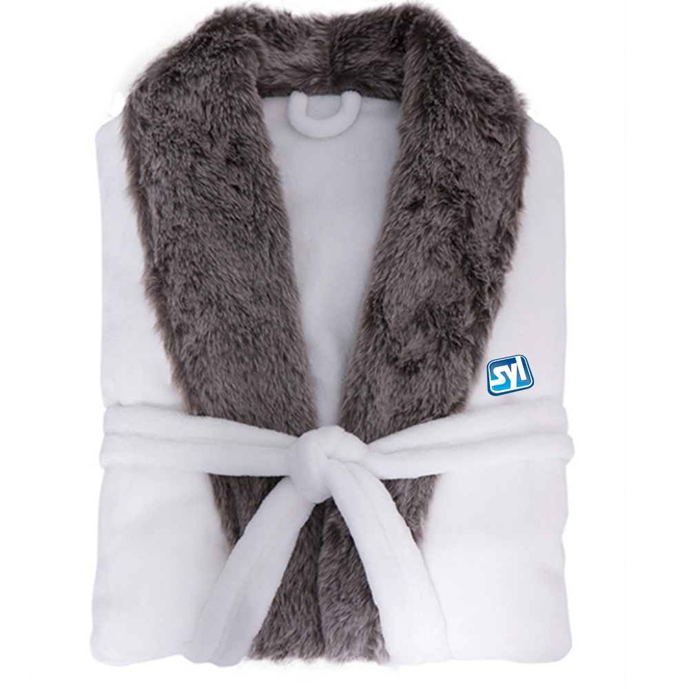 Plush Robe with Faux Fur - plushrobefurwhite