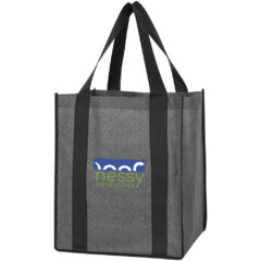 Heathered Non-Woven Shopper Tote Bag - 3888_BLKGRA_Colorbrite