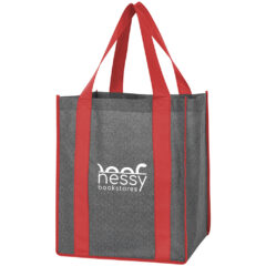Heathered Non-Woven Shopper Tote Bag - 3888_REDGRA_Silkscreen